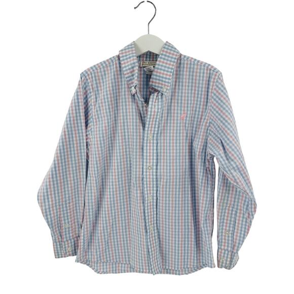 TBBC Pastel Gingham Stretch Button-Down Shirt Preppy Cotton Blend Size 7 - Picture 1 of 6